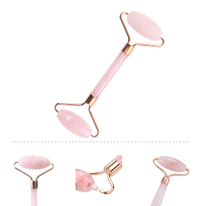 Jade Stone Roller - Smooth and Ridged Head Premium Quality Rose Quartz