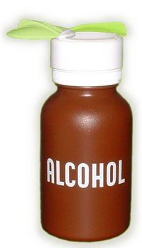 Menda Alcohol Dispenser 8oz Brown Round with imprinted "Alcohol"