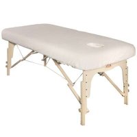 Fitted Cotton Table Cover With Hole, Natural (35"x75")