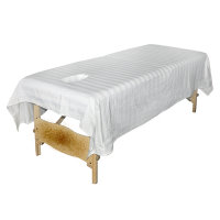 Flat Satin Table Cover With Hole, White (54" x 93")