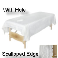 Flat Rayon Table Cover With Hole, White (63" x 94")