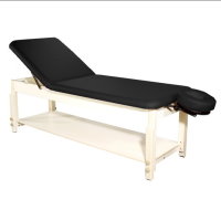 BODYMATE - Wood Frame Massage Bed with shelf and adjustable backrest, 30" X 73"